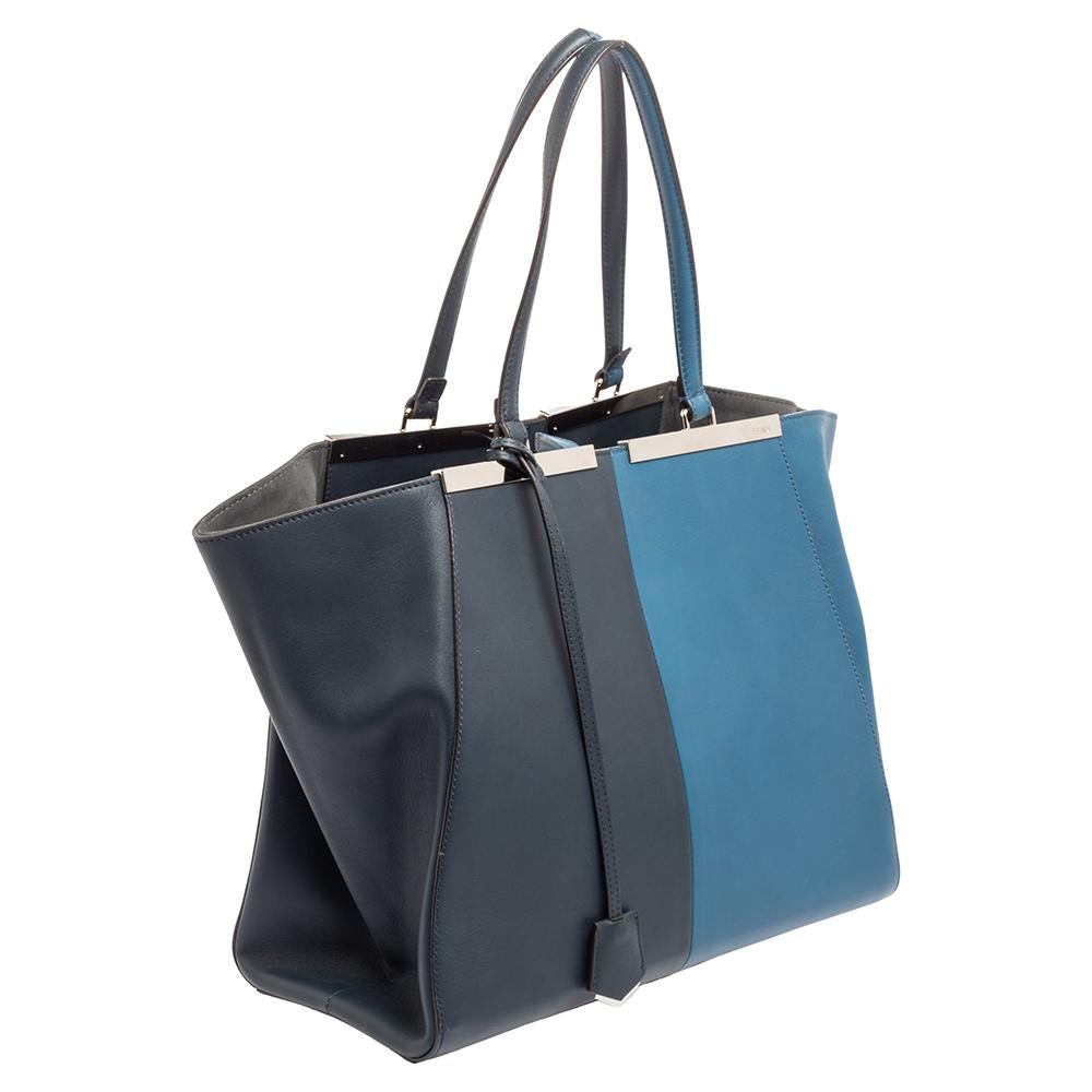 Fendi Bicolor Leather Large 3Jours Tote Bag In Good Condition In Dubai, Al Qouz 2