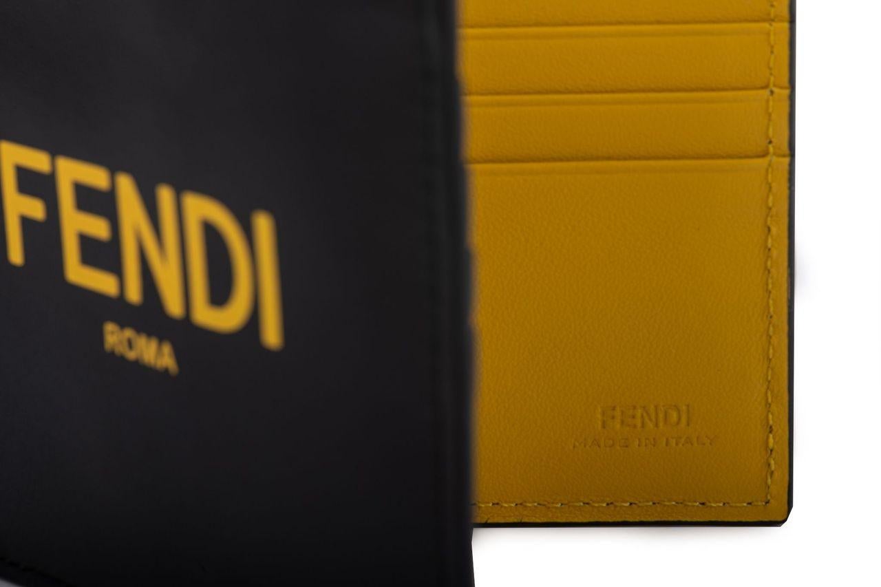 Women's or Men's Fendi Bifold Wallet Black/Yellow NIB For Sale