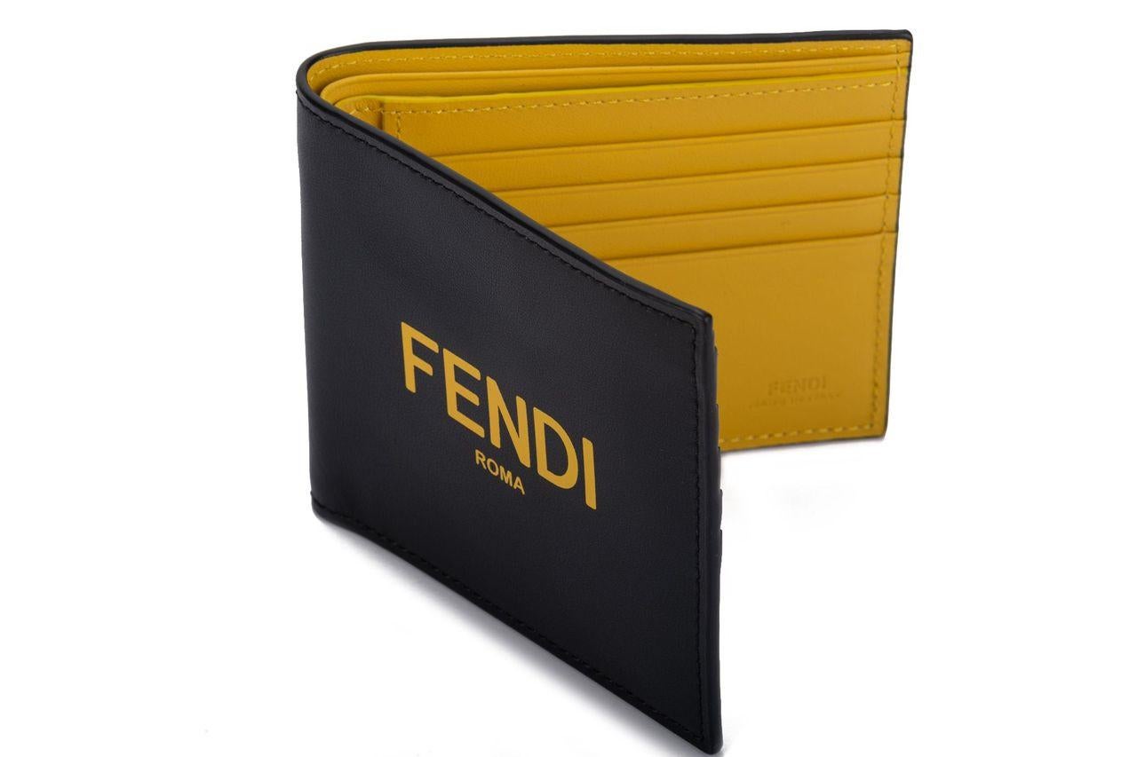 Fendi Bifold Wallet Black/Yellow NIB For Sale 1