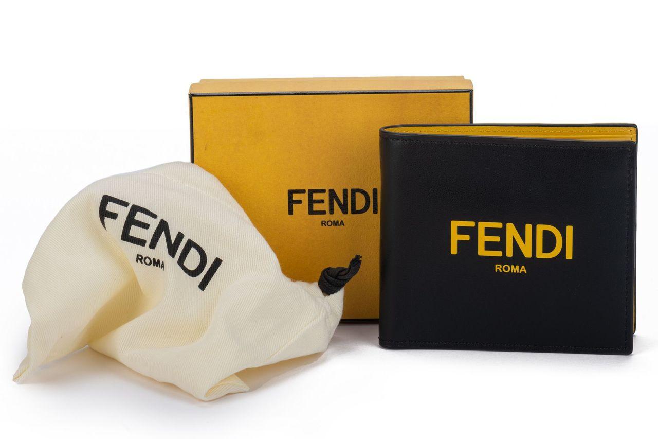Fendi Bifold Wallet Black/Yellow NIB For Sale 5