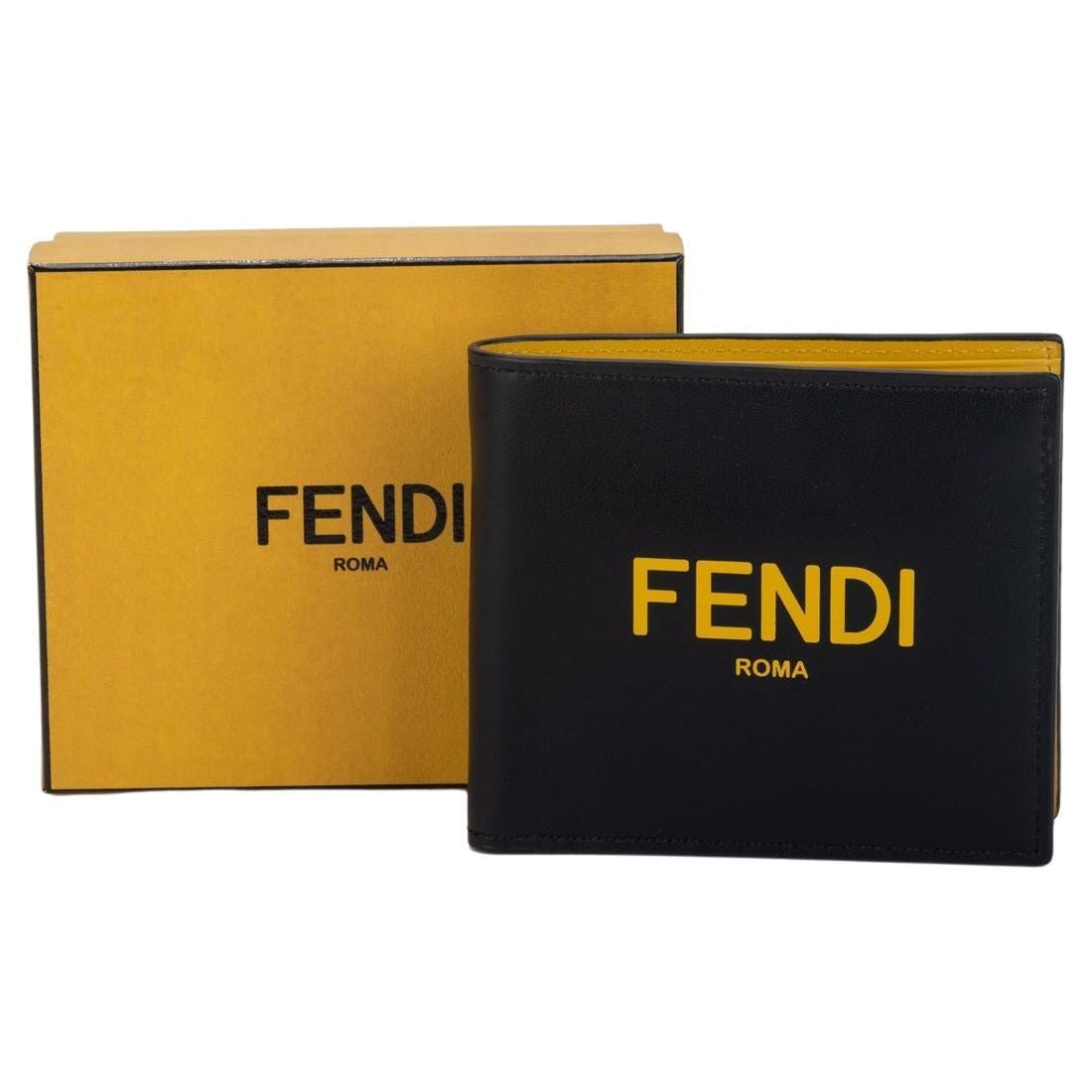 Fendi Bifold Wallet Black/Yellow NIB For Sale