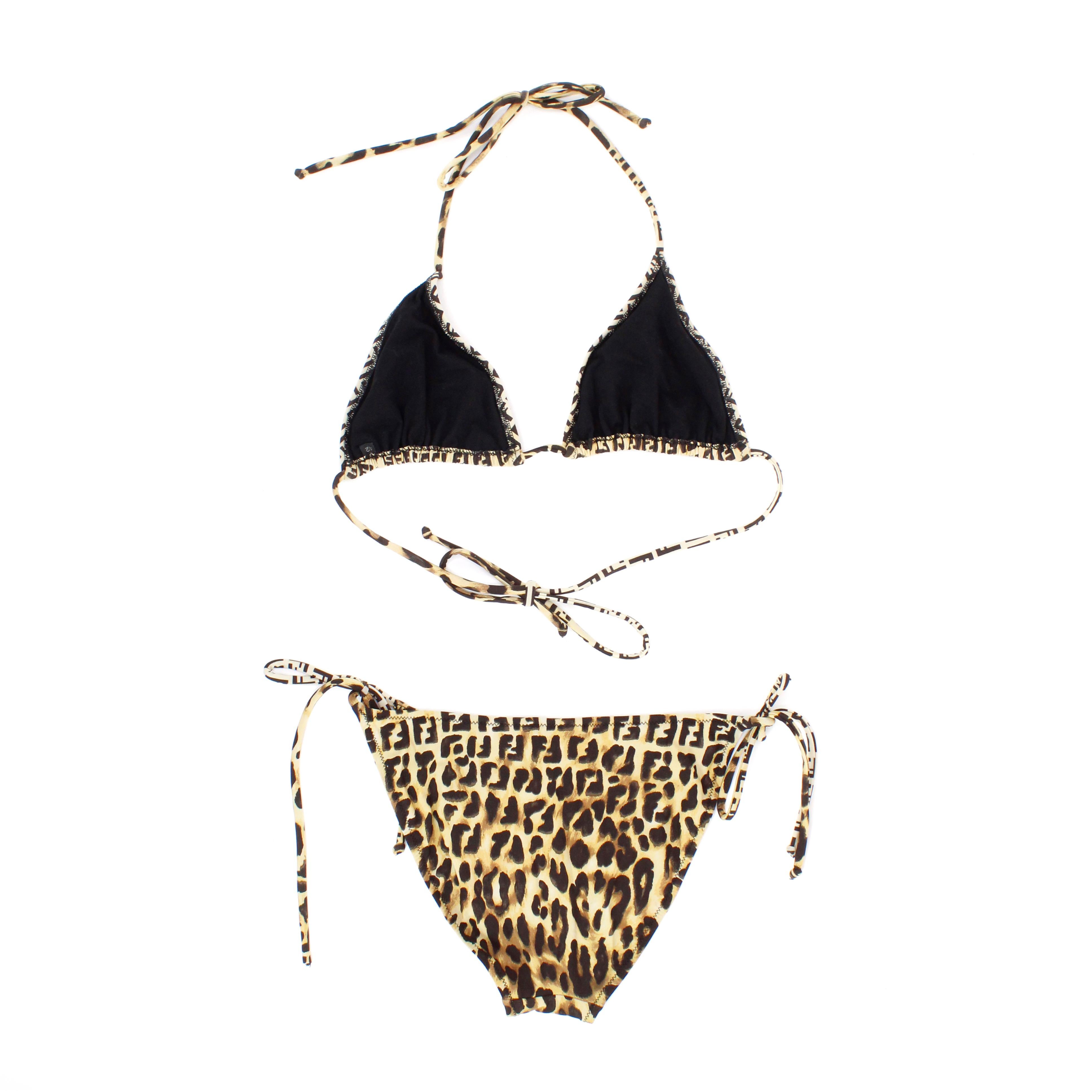 Beige Bikini Fendi con stampa leopardo in vendita