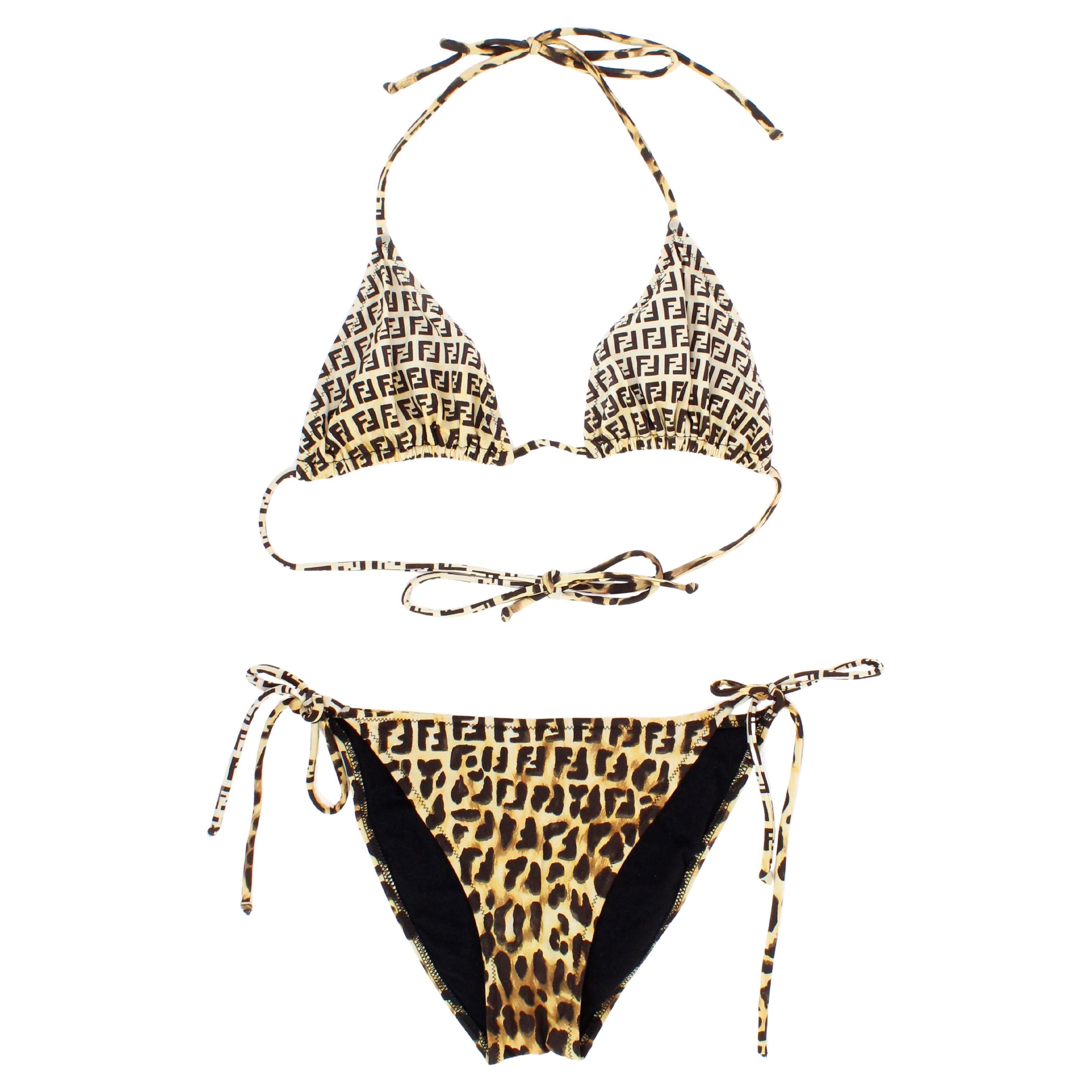 Bikini Fendi imprimé léopard en vente