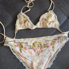 Fendi Embroidered Bikini in Transparent Tulle - 2000s Never Used
