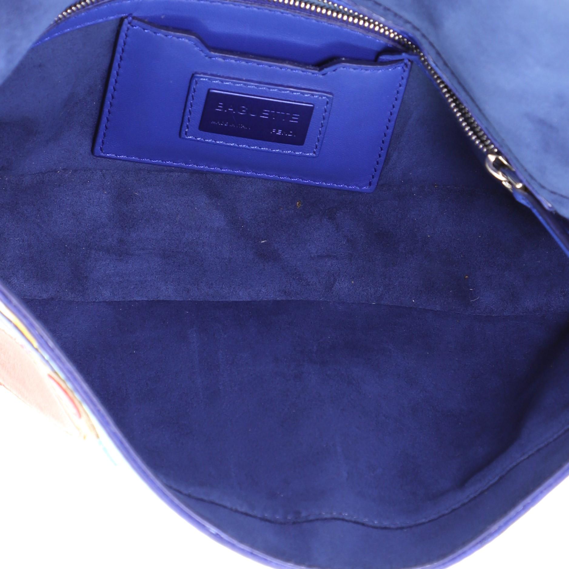 Beige Fendi Bird Baguette Bag Patchwork Leather