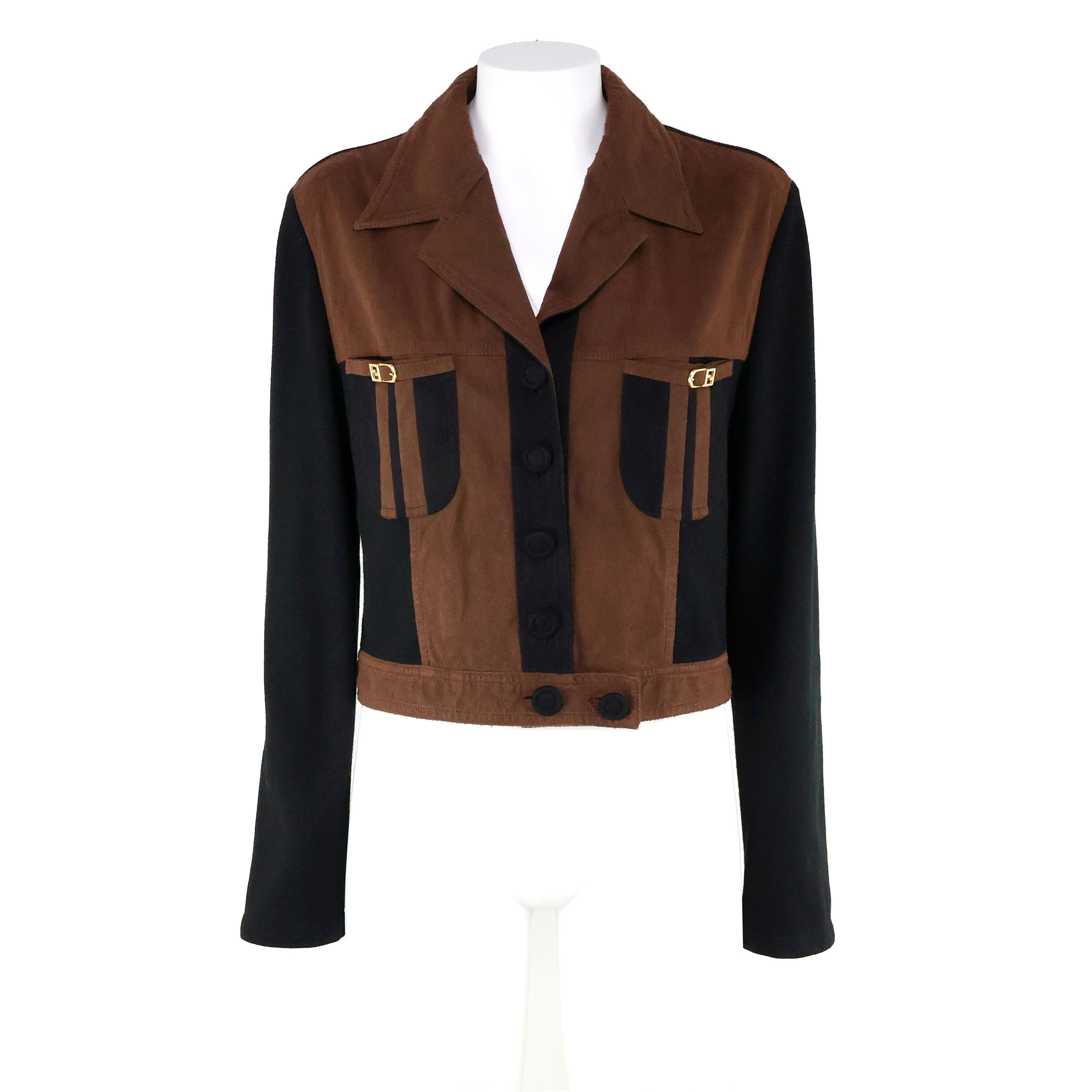 Fendi Black and Brown 2000s Jacket For Sale 2