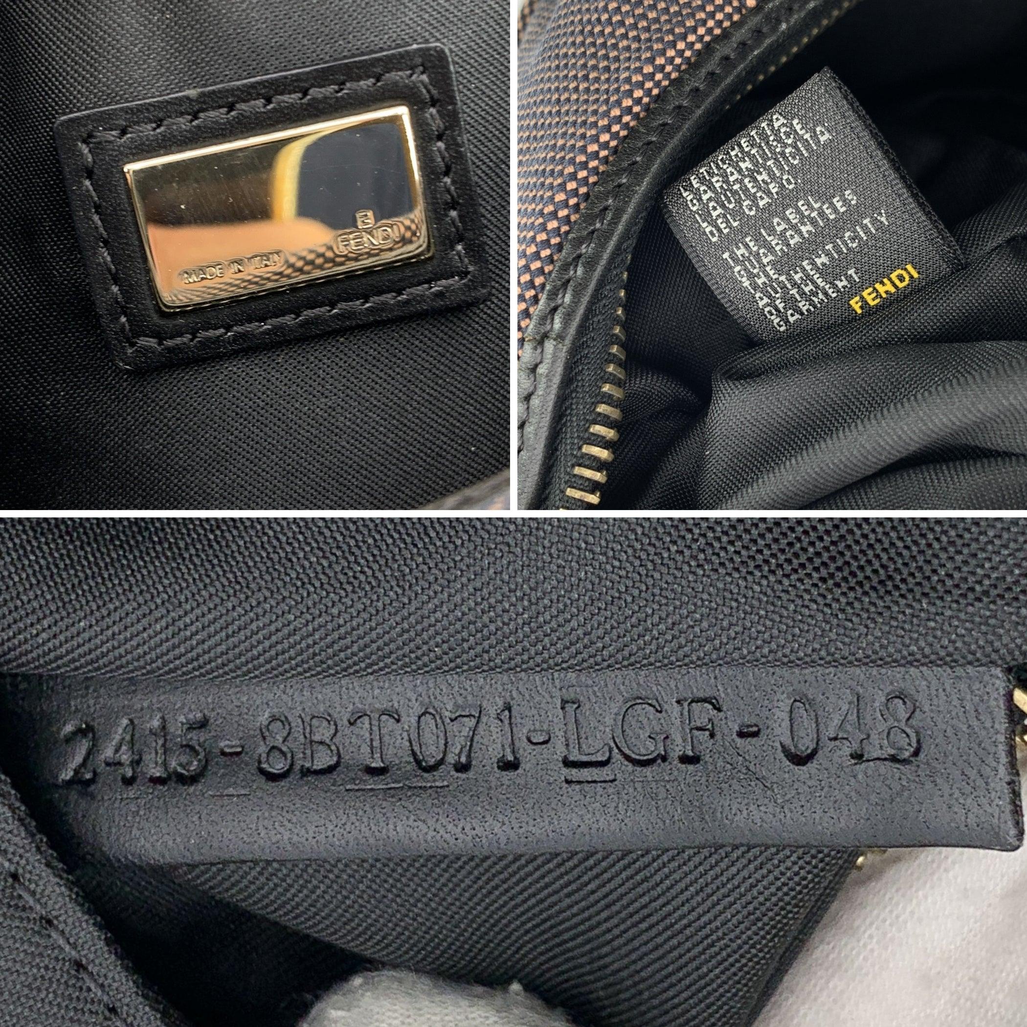 De las mujeres Bolso de hombro Fendi de lona negra y marrón con nudo Negro en venta
