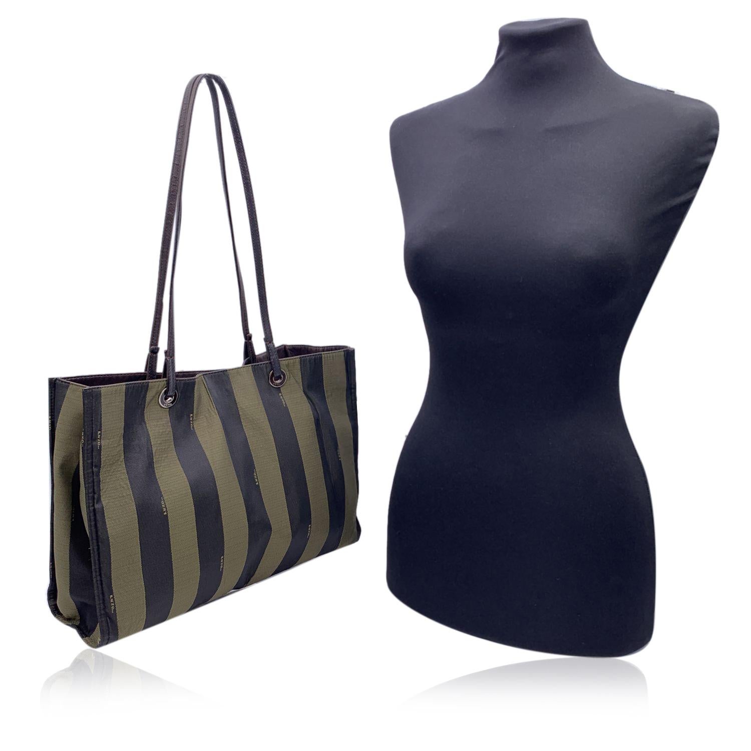 canvas striped brown and tan fendi purse