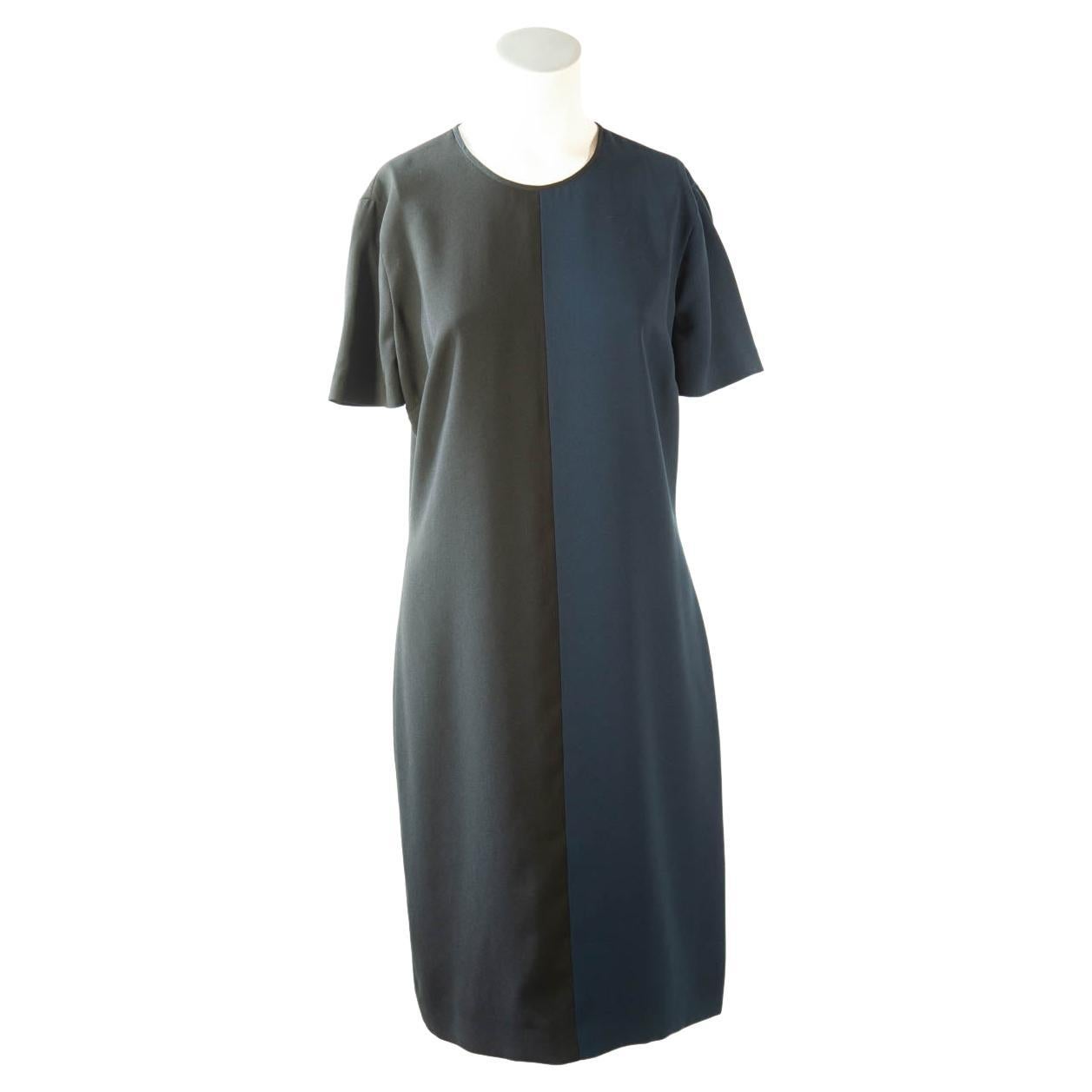 Fendi black and navy color block dress