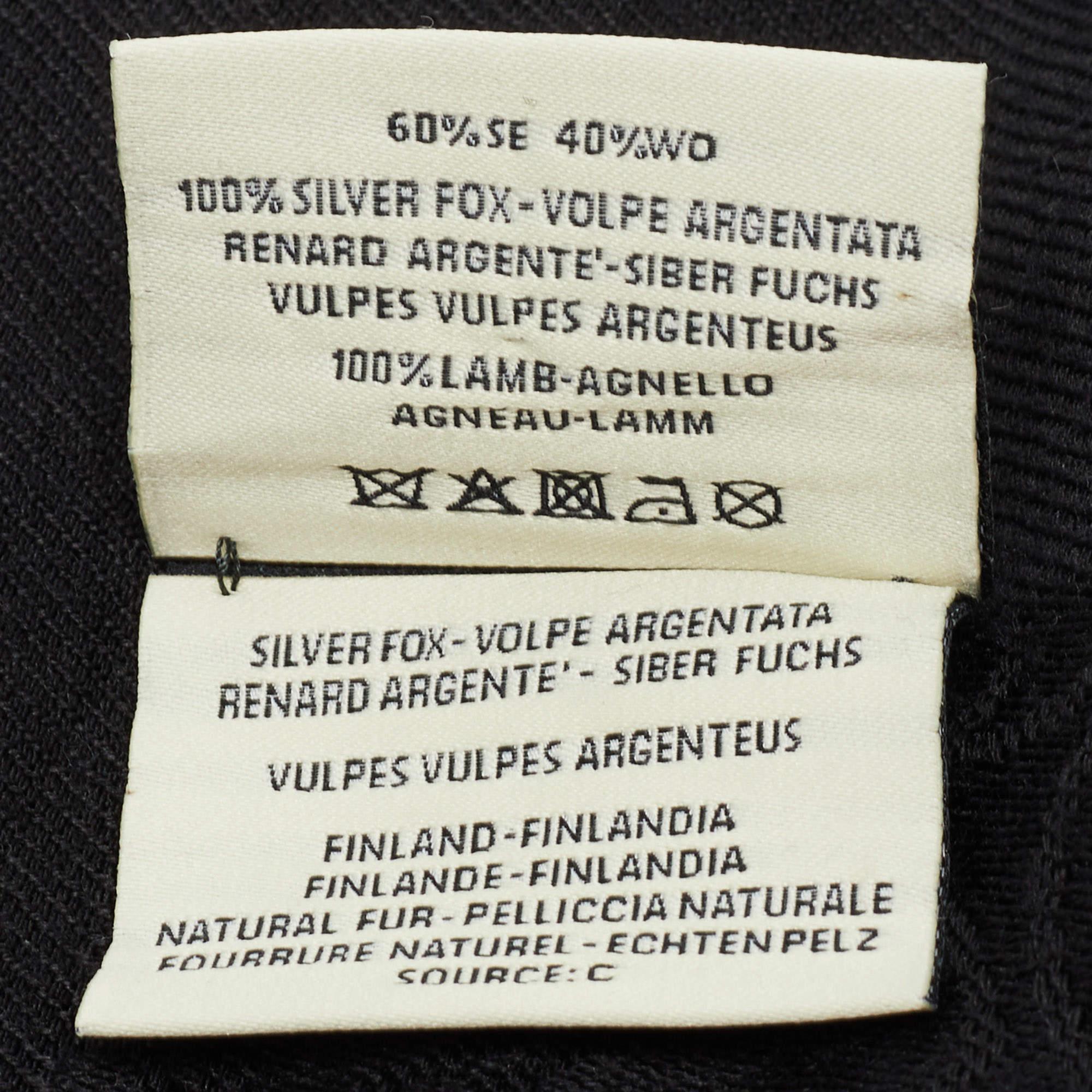 Fendi Black Applique Detail Karlito Silk & Wool Scarf For Sale 1