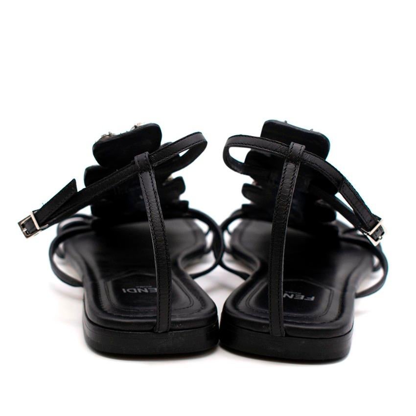 Fendi Ava Crystal Sandalen aus schwarzem Kristall – Größe EU 36,5 (Schwarz) im Angebot