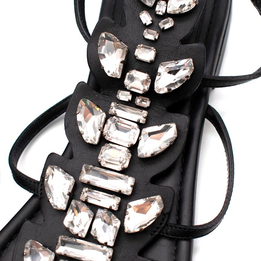 Fendi Ava Crystal Sandalen aus schwarzem Kristall – Größe EU 36,5 im Angebot 1
