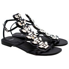 Fendi Black Ava Crystal Sandals - Size EU 36.5