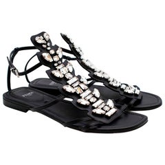 Fendi Ava Crystal Sandalen aus schwarzem Kristall – Größe EU 36,5