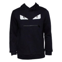 Fendi Black Bag Bugs Appliqué Cotton Hooded Sweatshirt S at 1stDibs | fendi  bag bugs hoodie