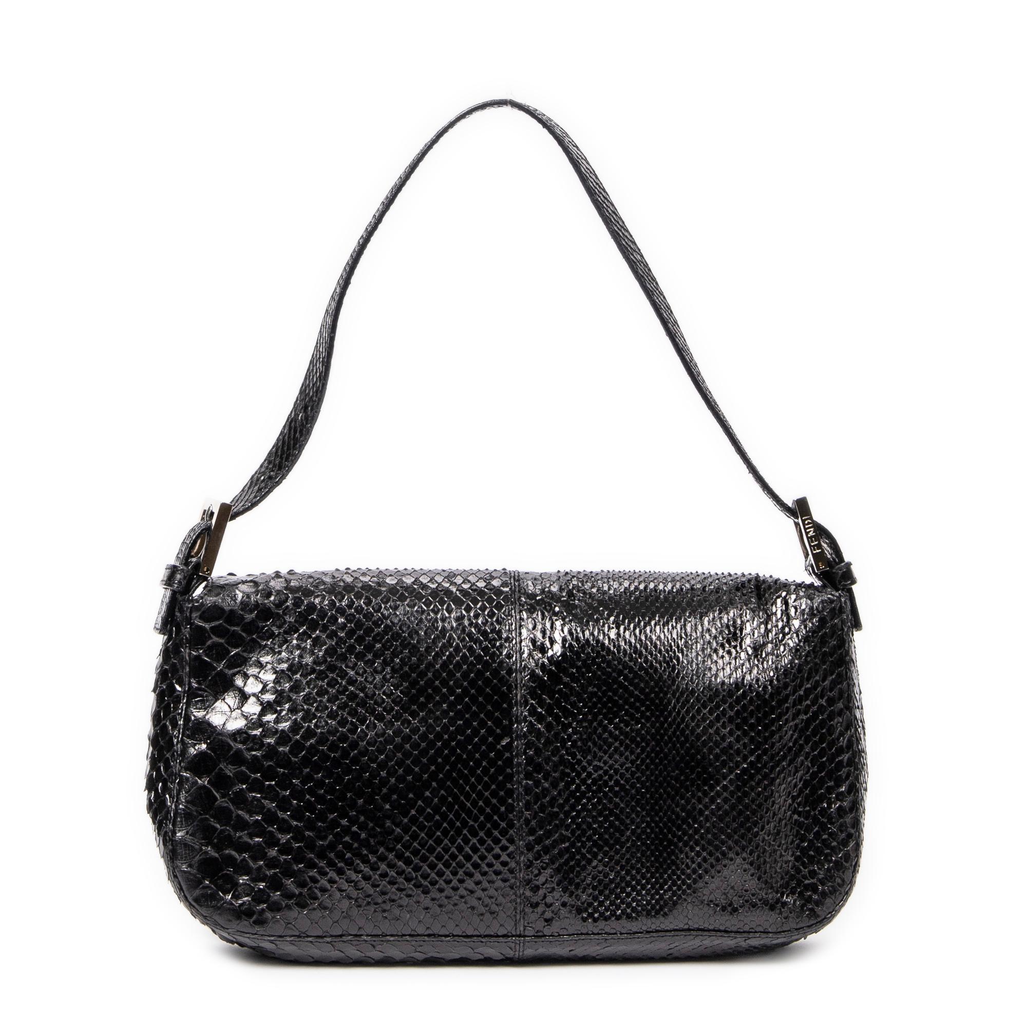 Fendi Limited Edition Black Python Baguette In Excellent Condition For Sale In Atlanta, GA