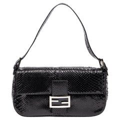 Fendi Limited Edition Black Python Baguette