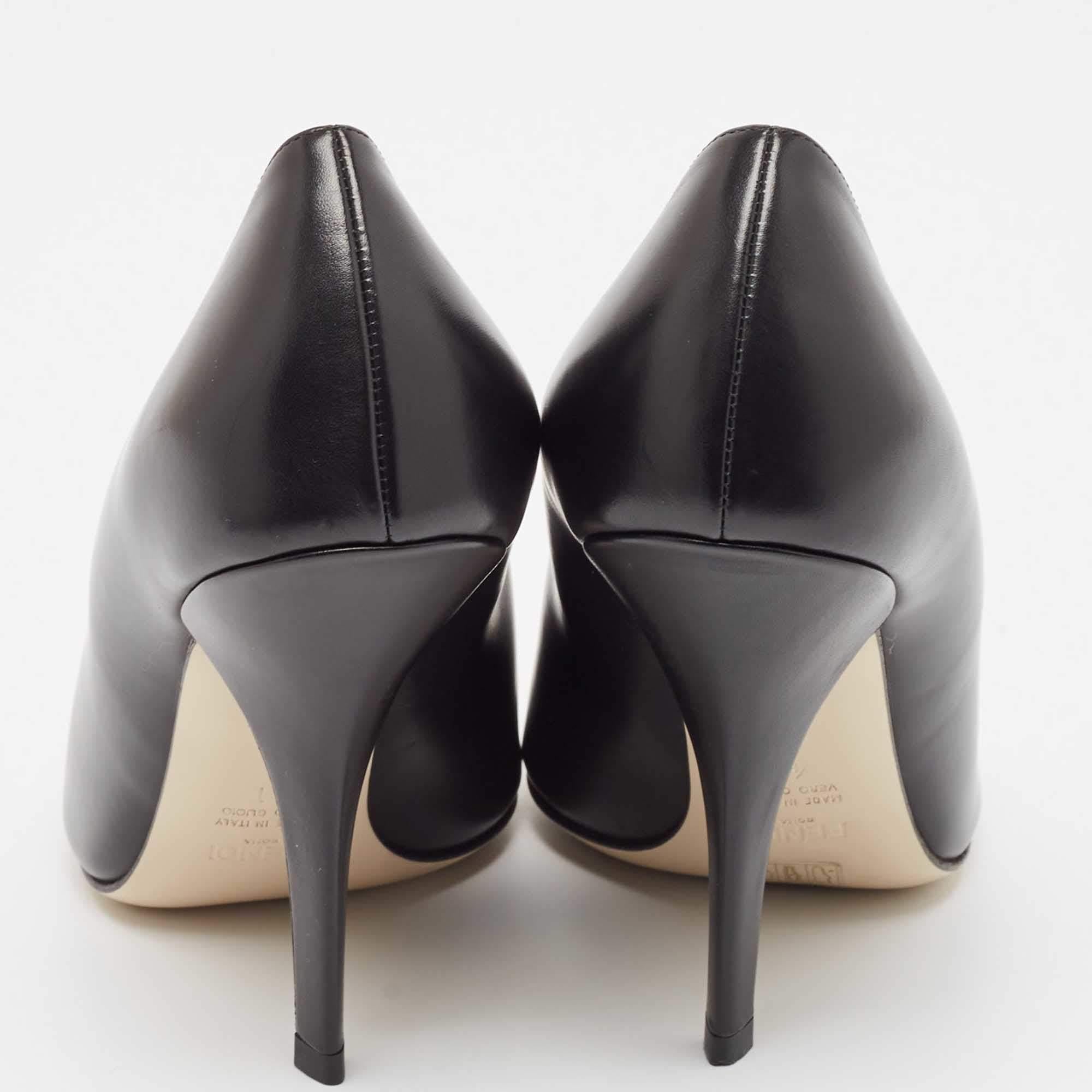 Fendi Black/Beige Leather Pointed Toe Pumps Size 41 1