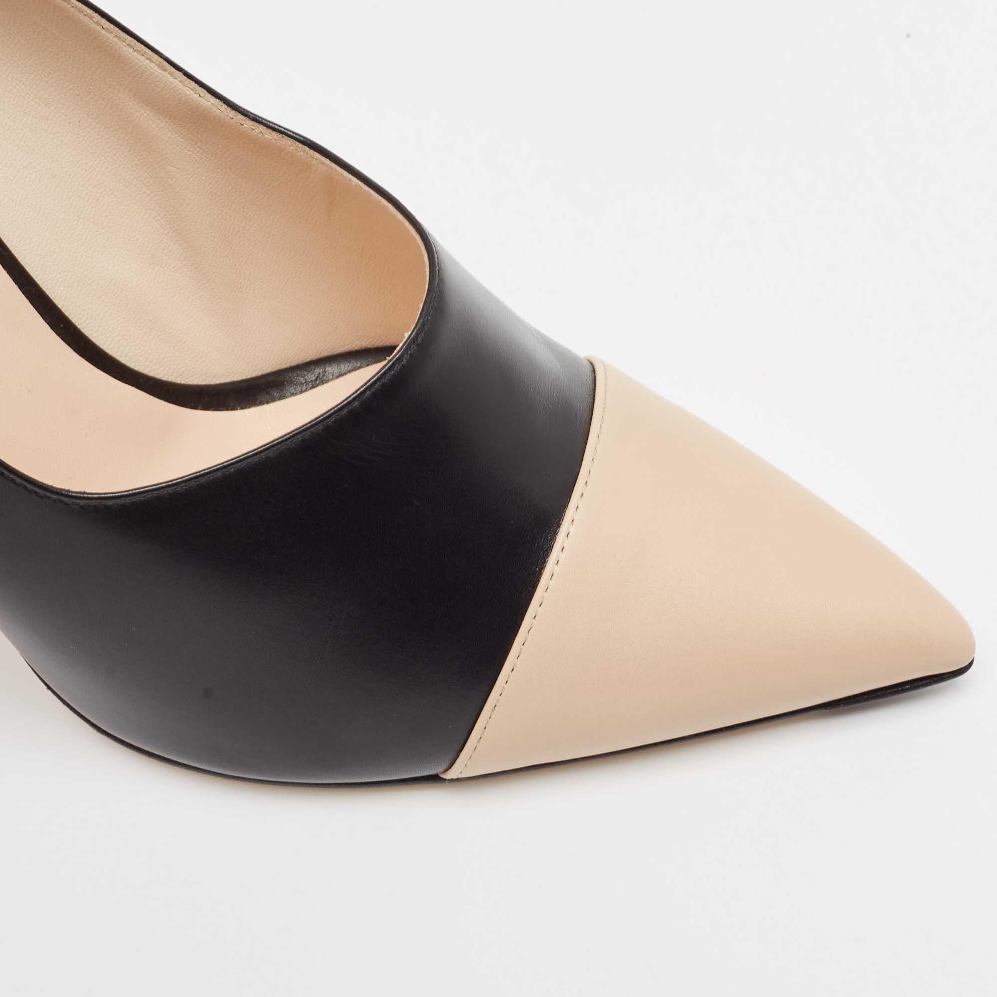 Fendi Black/Beige Leather Pointed Toe Pumps Size 41 3