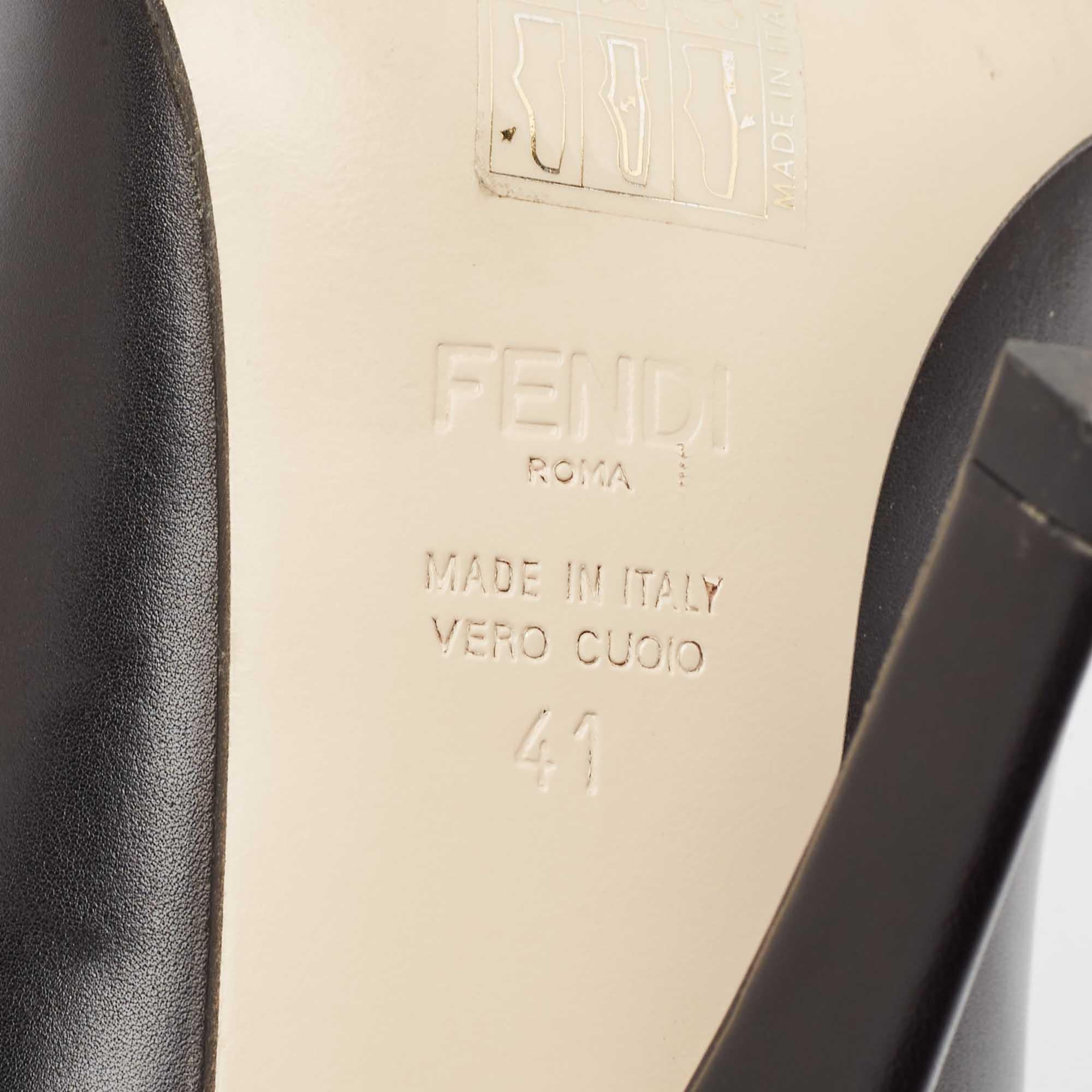 Fendi Black/Beige Leather Pointed Toe Pumps Size 41 4