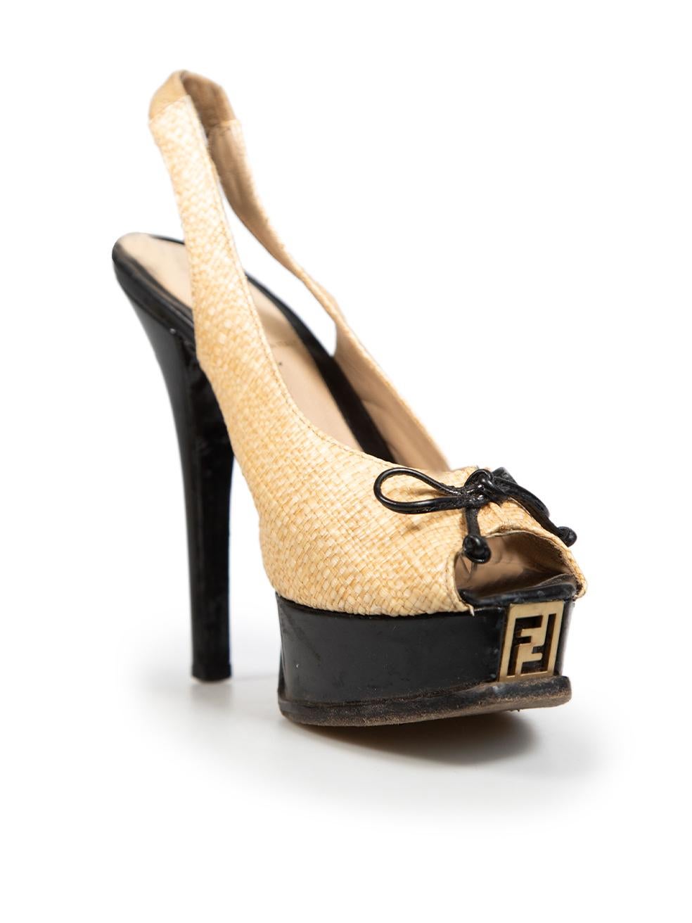CONDITION is Good. General wear to heels is evident. Moderate signs of wear to platform, back counters and heel stems with abrasions and scratches on both pairs, discolouration of metal plaque on the front tips of both shoes and on the insoles. Tear