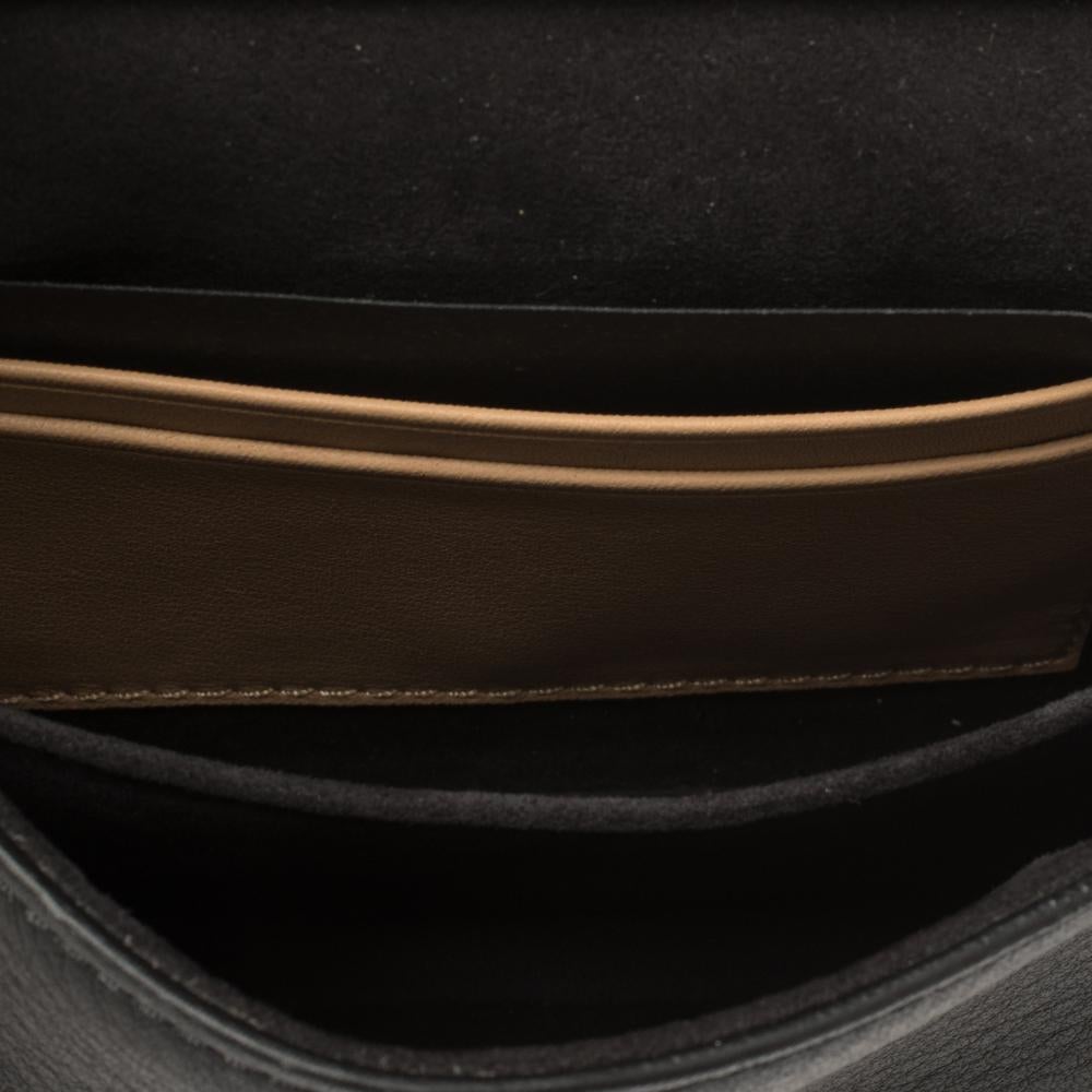 Fendi Black/Beige Striped Leather Double Micro Baguette Bag 1