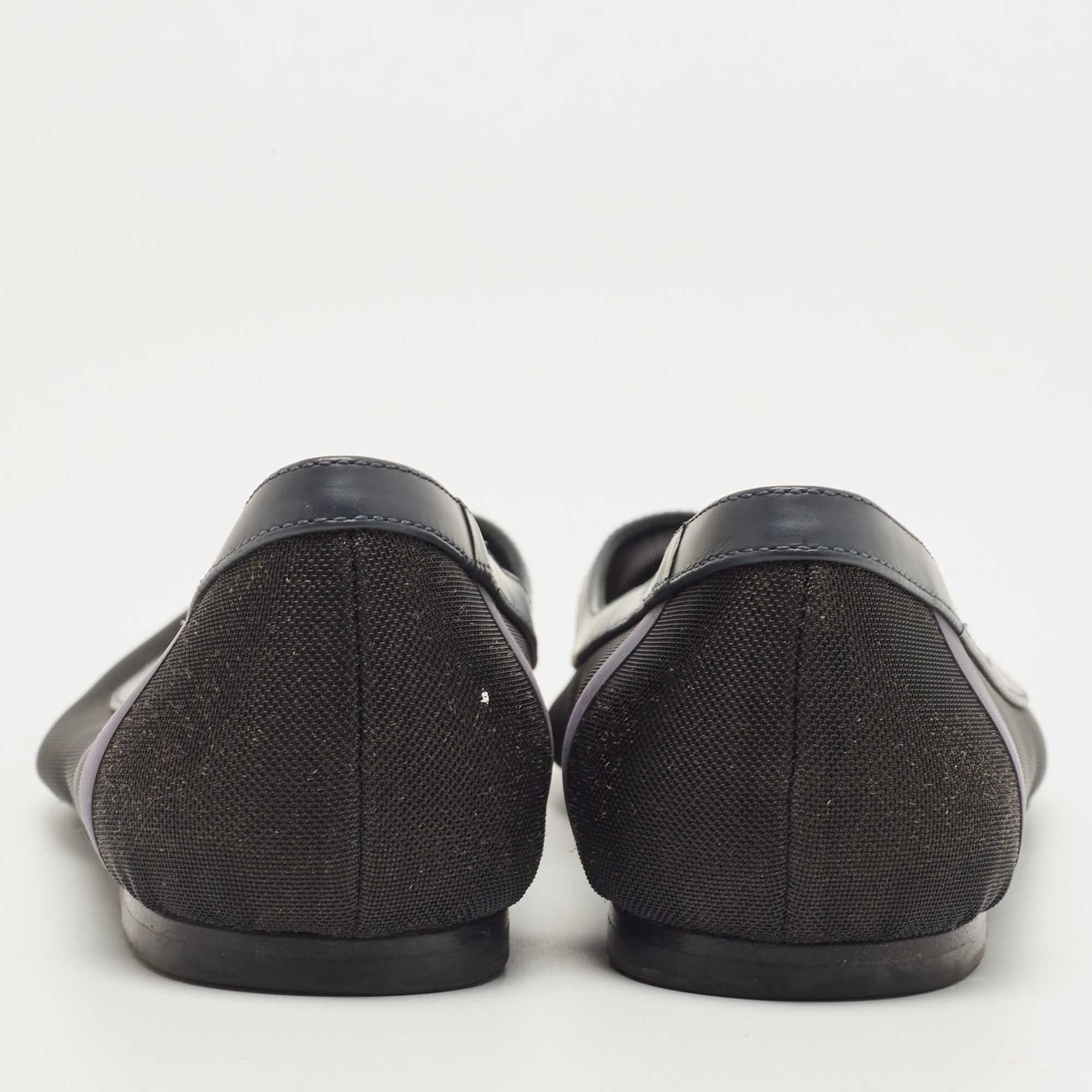Fendi Black/Blue Mesh and Leather Colibri Ballet Flats Size 36.5 1