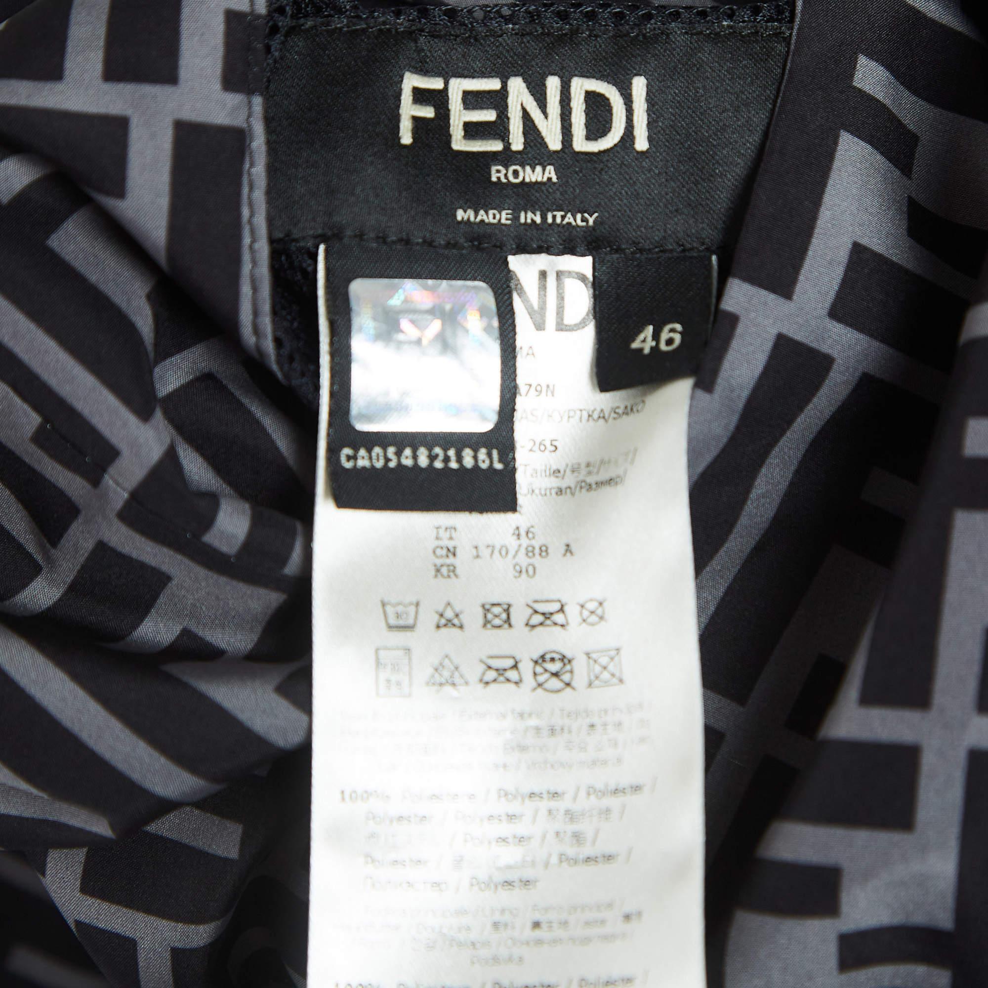 Fendi Black/Blue Print Synthetic Reversible Windbreaker Jacket L 2
