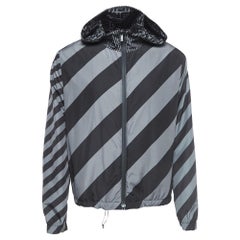 Fendi Black/Blue Print Synthetic Reversible Windbreaker Jacket L