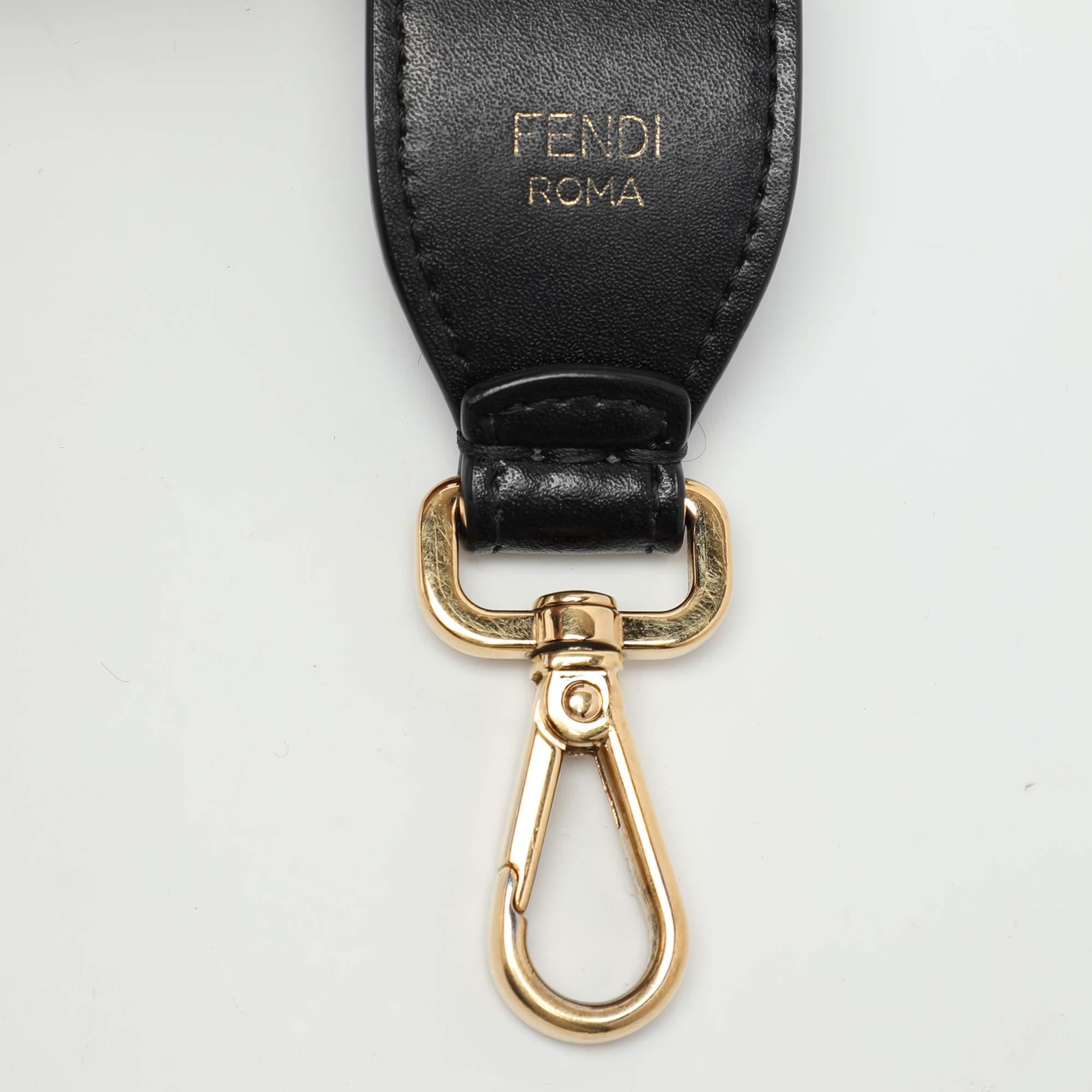 Fendi Black/Brown FF Embossed Leather Kan U Top Handle Bag 2