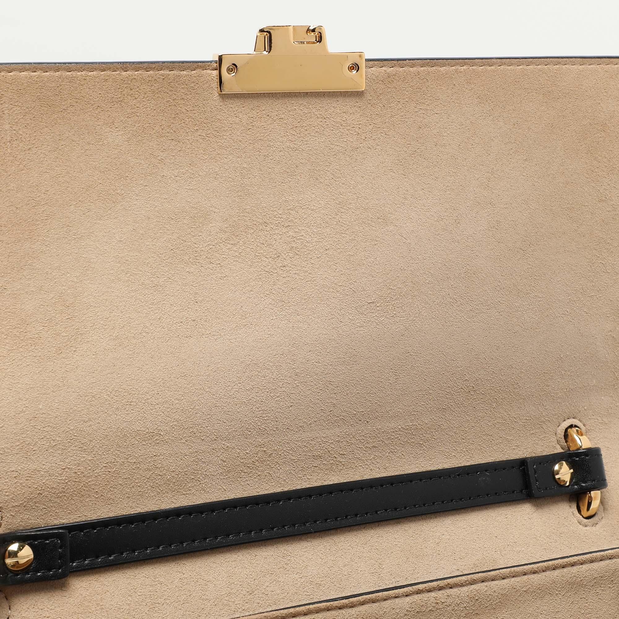 Fendi Black/Brown FF Embossed Leather Kan U Top Handle Bag 4