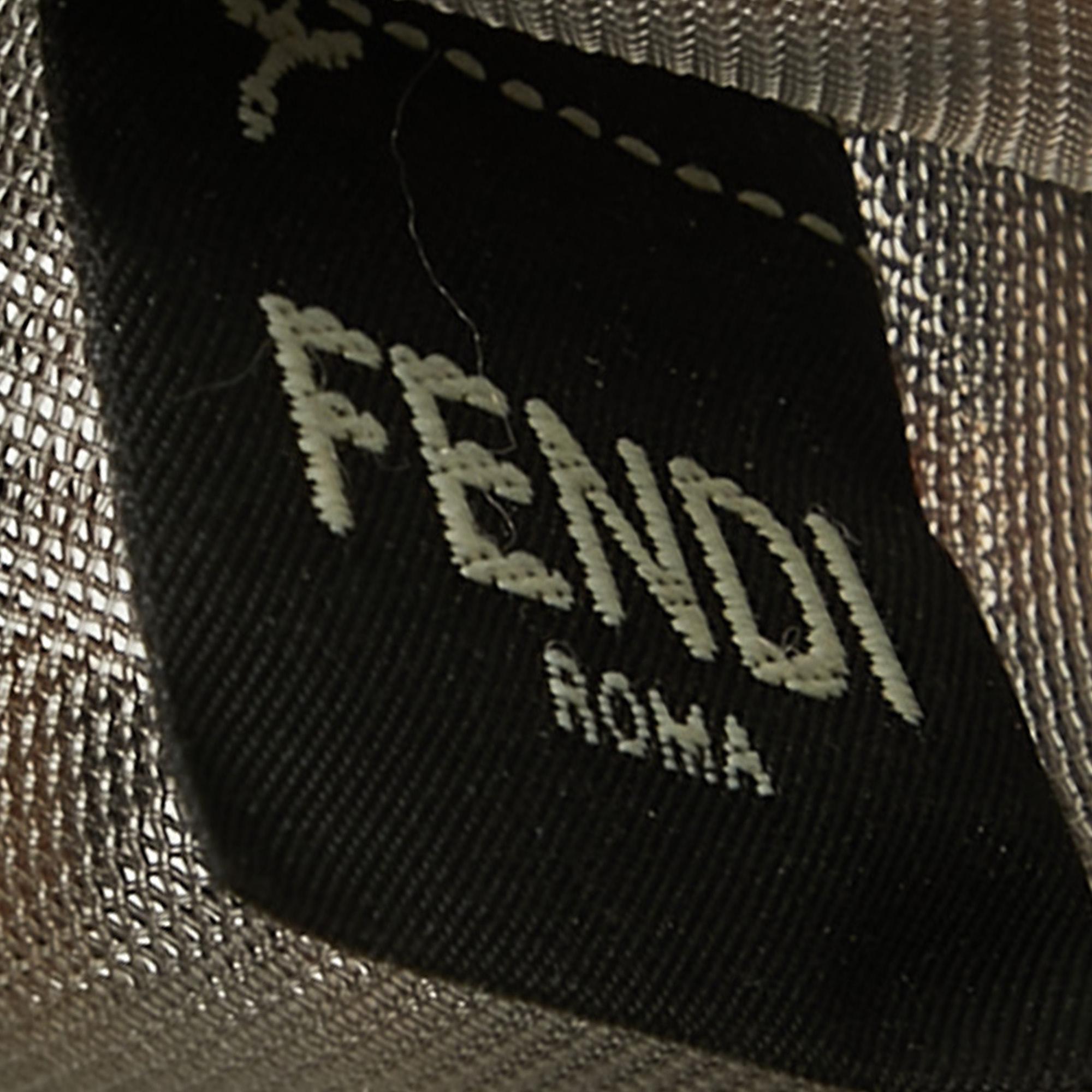 Fendi Black/Brown FF Mesh and Leather Kan I Shoulder Bag For Sale 2