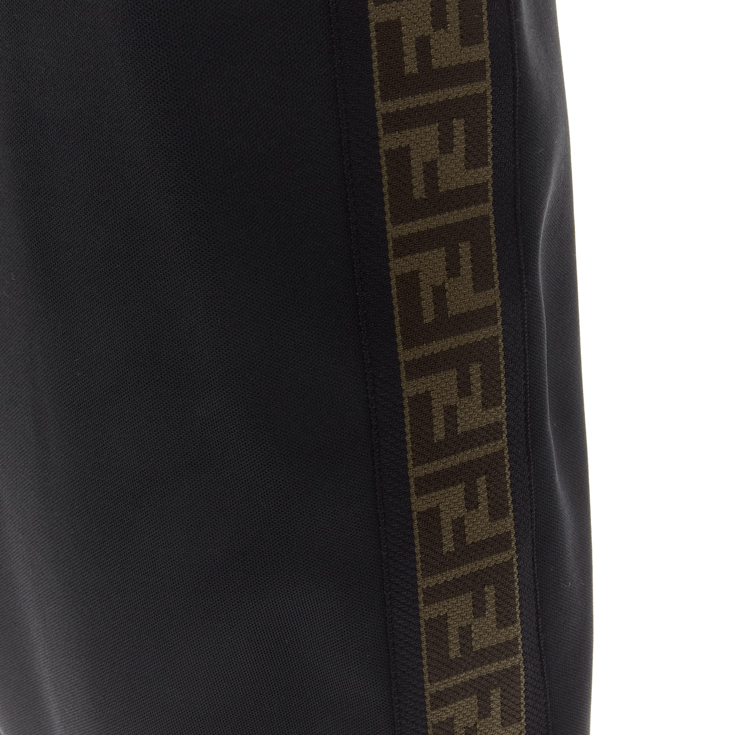 FENDI black brown FF Zucca monogram trim knee length skirt IT42 M For Sale 1