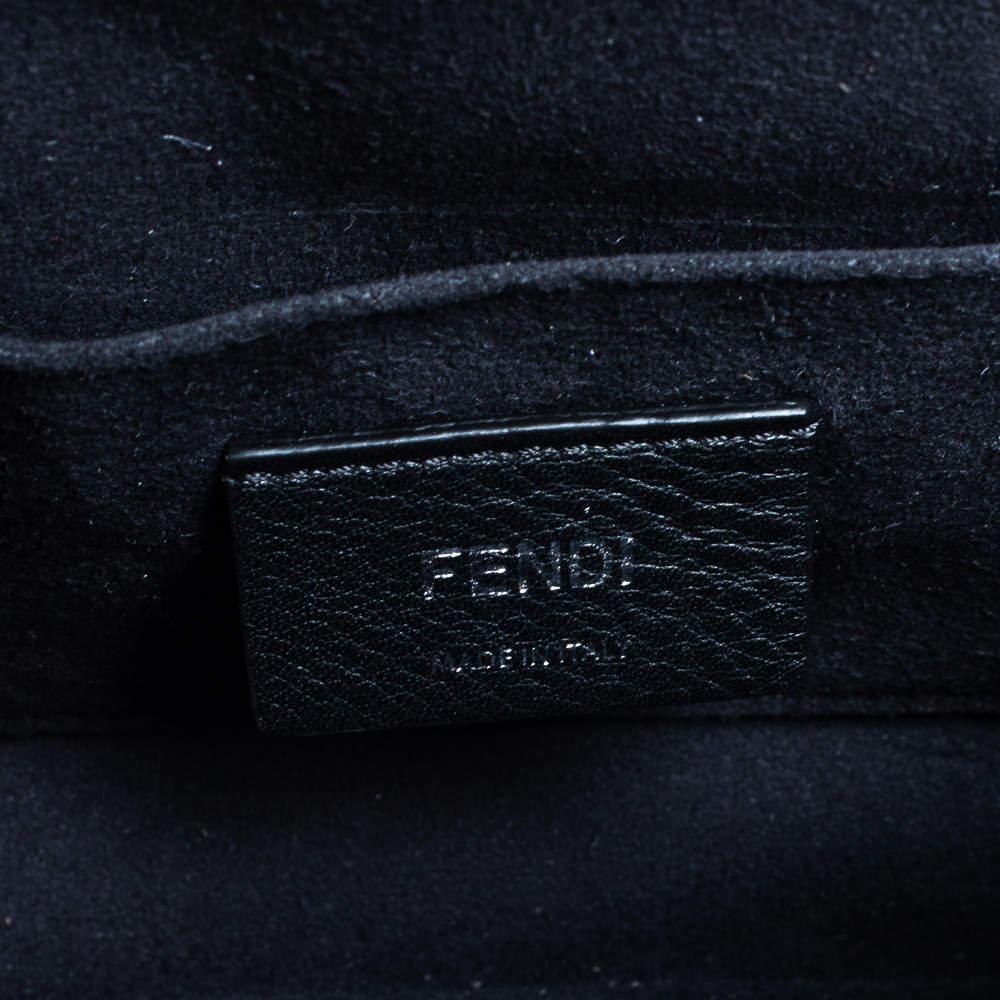 Fendi Black/Brown Leather and Velvet Small Kan I Chain Shoulder Bag For Sale 5