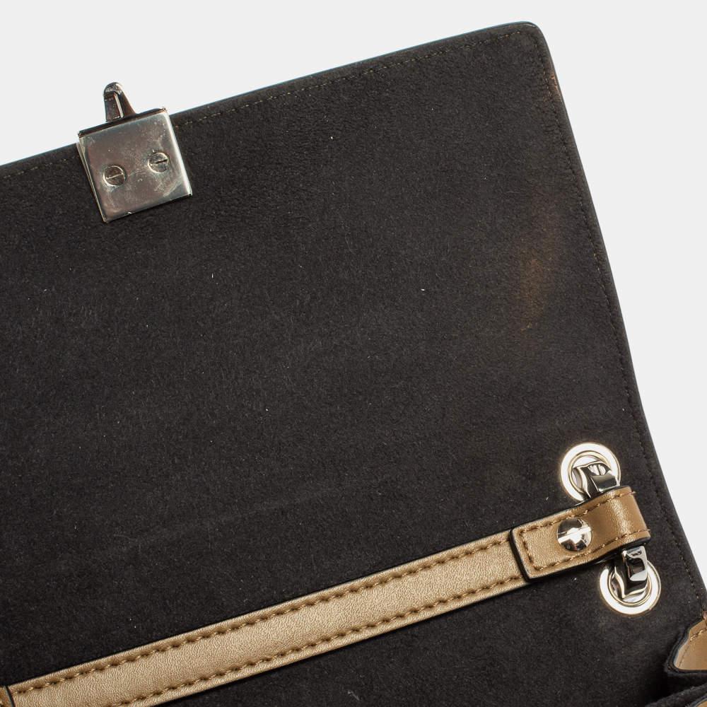 Fendi Black/Brown Leather and Velvet Small Kan I Chain Shoulder Bag For Sale 7