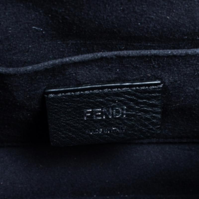 Fendi Black/Brown Leather and Velvet Small Kan I Chain Shoulder Bag For Sale 2