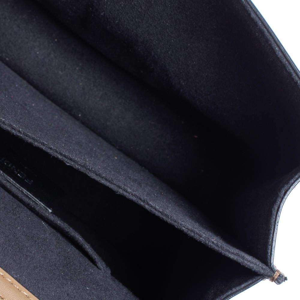 Fendi Black/Brown Leather and Velvet Small Kan I Chain Shoulder Bag For Sale 2