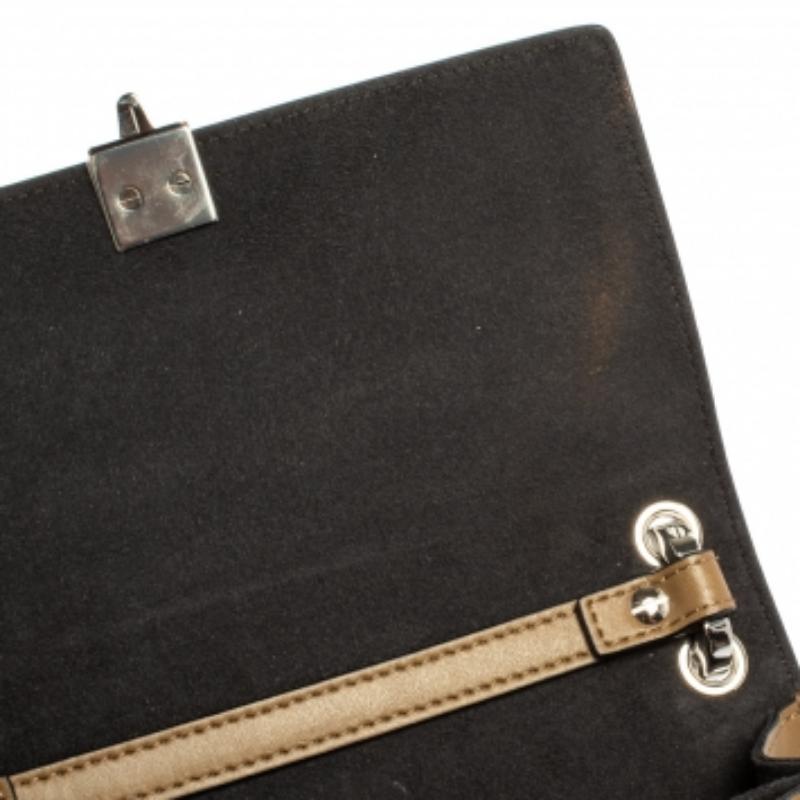 Fendi Black/Brown Leather and Velvet Small Kan I Chain Shoulder Bag For Sale 4