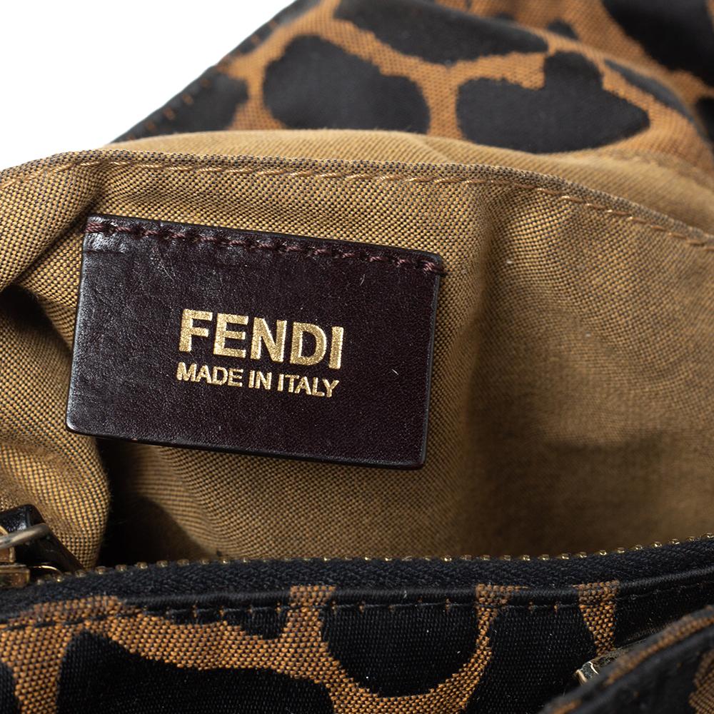 Fendi Black/Brown Leopard Print Canvas and Leather Chef Tote 1