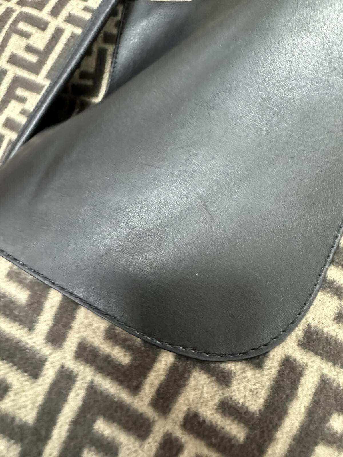 Fendi Black Brown Logo Print Wool Fur Trim Coat Sz.40 Pour femmes en vente