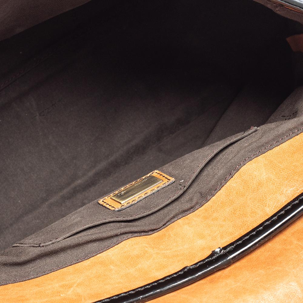 Fendi Black/Brown Patent Leather and Leather B Shoulder Bag 6