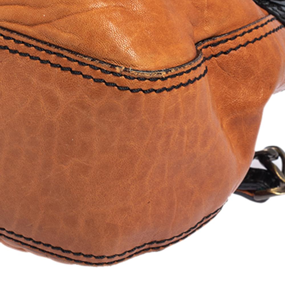 Fendi Black/Brown Patent Leather and Leather B Shoulder Bag 4
