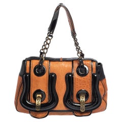 Fendi Black/Brown Patent Leather and Leather B Shoulder Bag