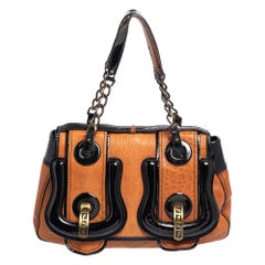Fendi Black/Brown Patent Leather and Leather B Shoulder Bag
