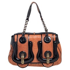 Fendi Black/Brown Patent Leather and Leather B Shoulder Bag