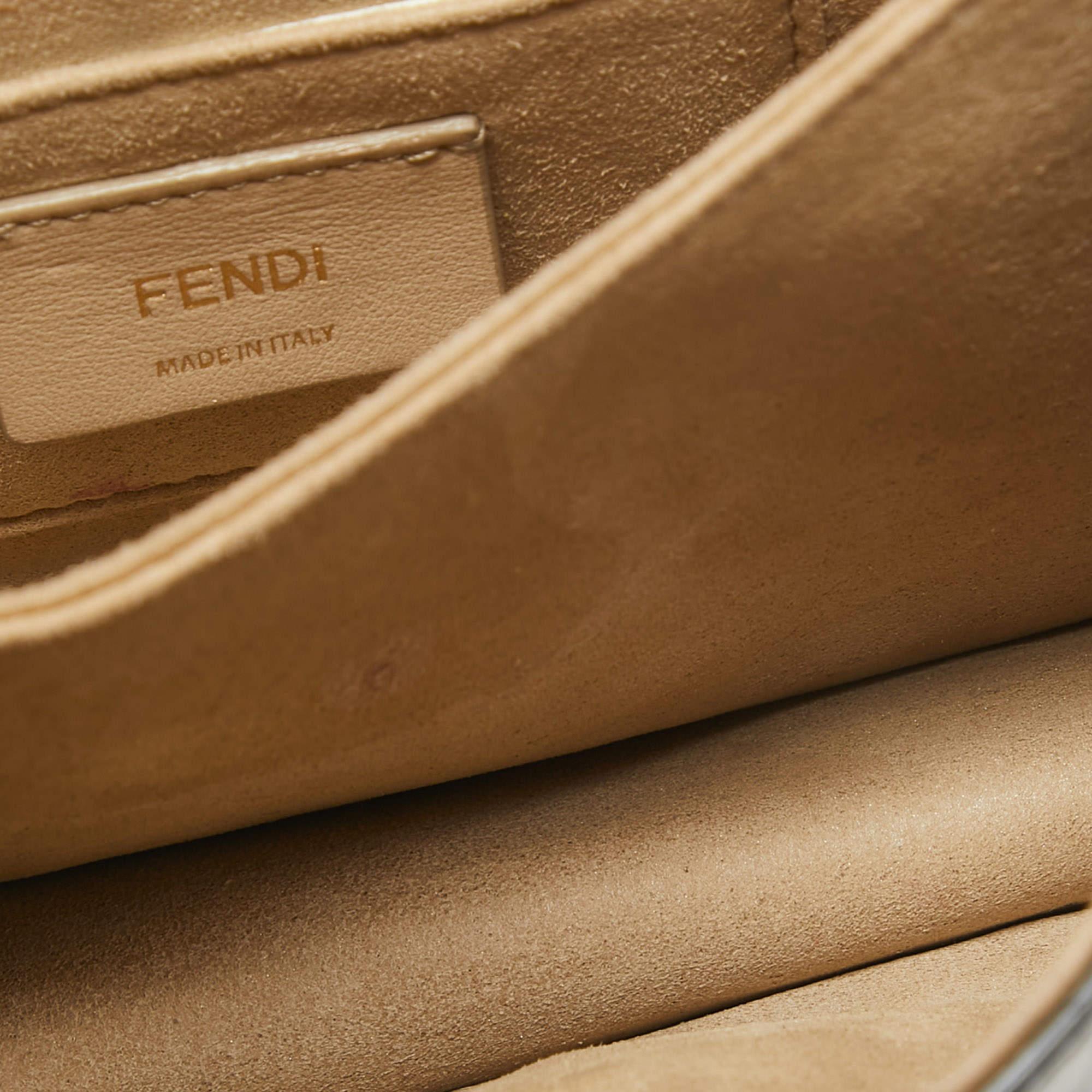 Fendi Black/Brown Zucca Embossed Leather Small Kan U Shoulder Bag 6