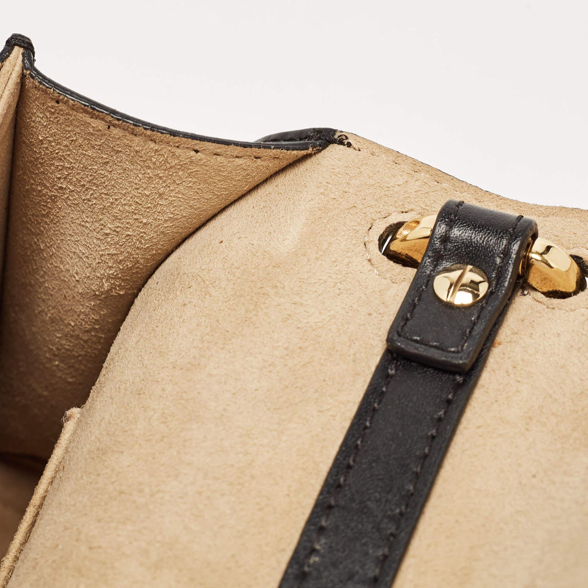 Fendi Black/Brown Zucca Embossed Leather Small Kan U Shoulder Bag For Sale 7
