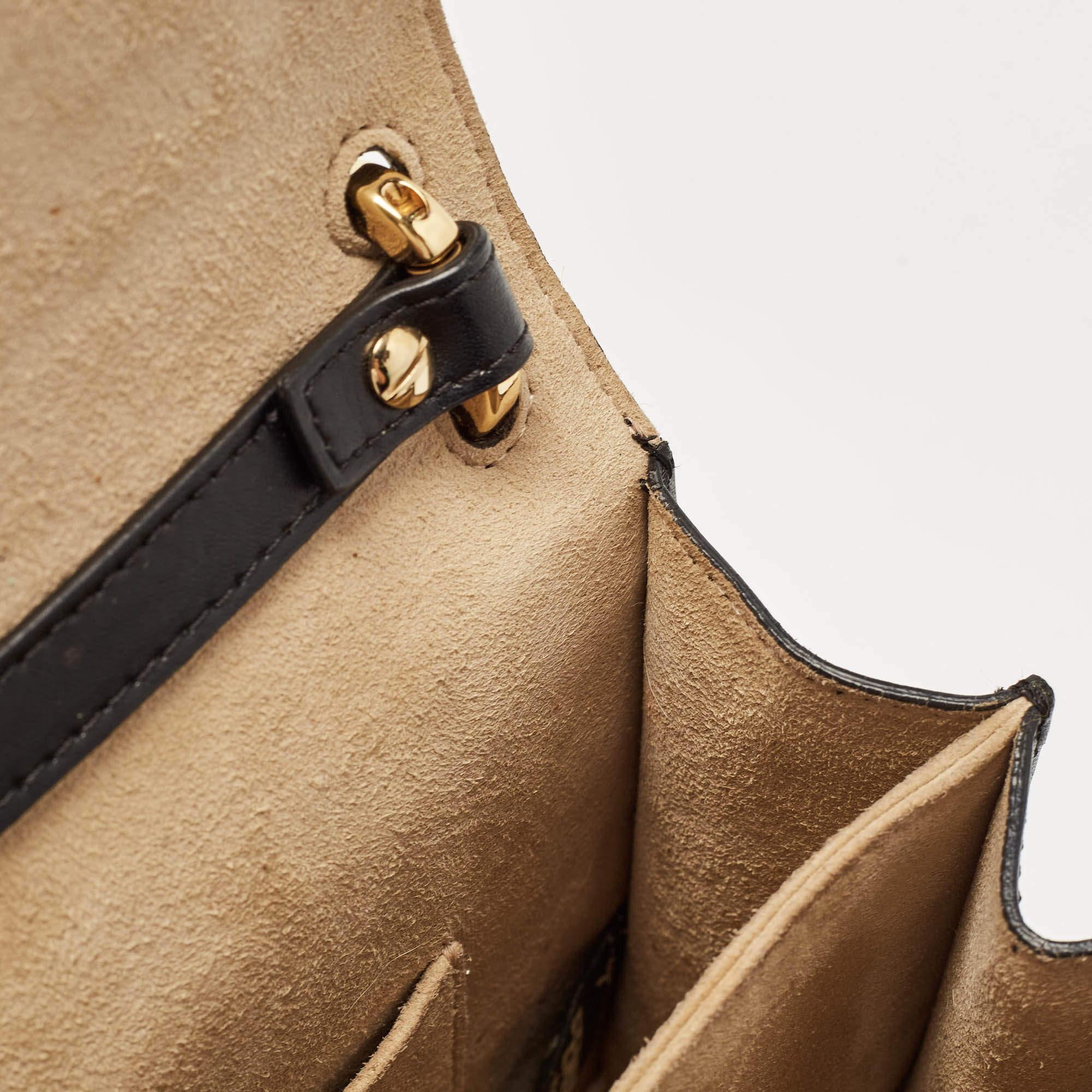 Fendi Black/Brown Zucca Embossed Leather Small Kan U Shoulder Bag For Sale 8