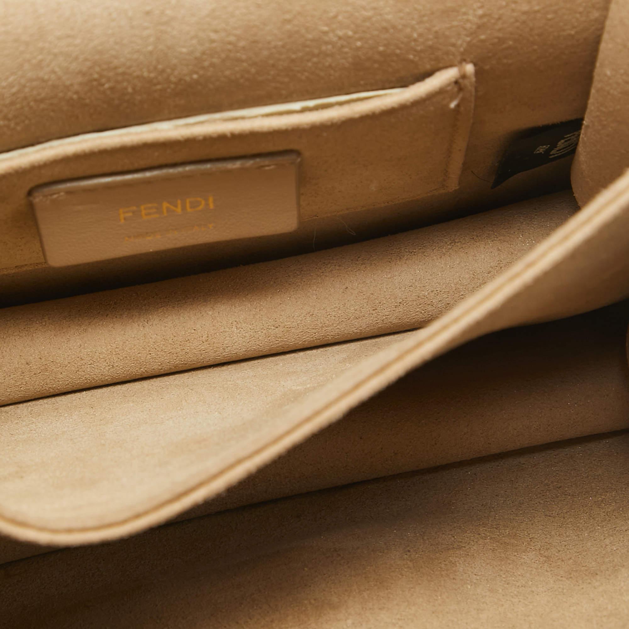 Fendi Black/Brown Zucca Embossed Leather Small Kan U Shoulder Bag 5