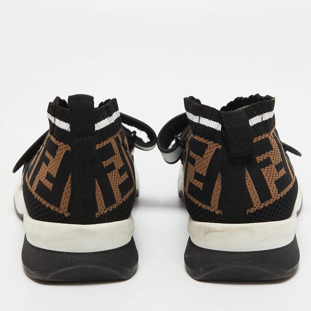 Fendi Black/Brown Zucca Knit Fabric Rockoko Sneakers Size 38 3